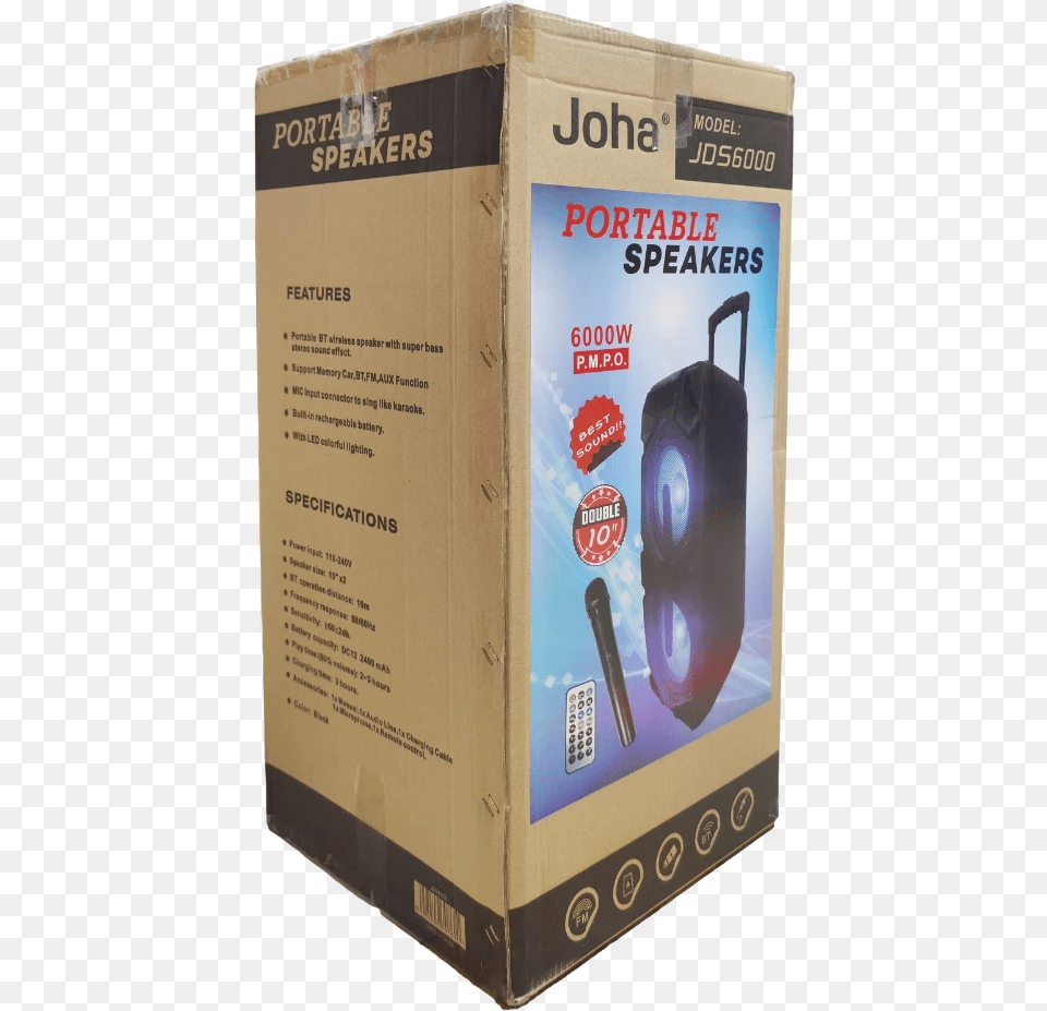 Joha Jds6000 10 Double Woofer Bluetooth Speaker W Led Portable, Box, Cardboard, Carton Png Image