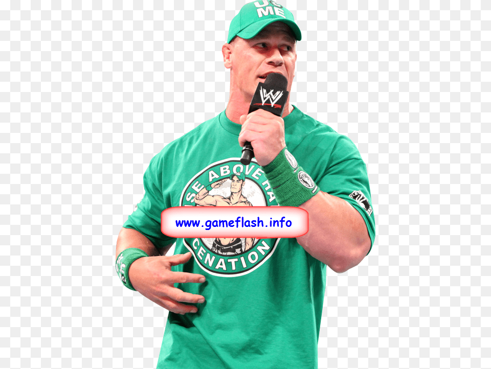 John Cena John Cena, T-shirt, Person, Microphone, Hat Png Image
