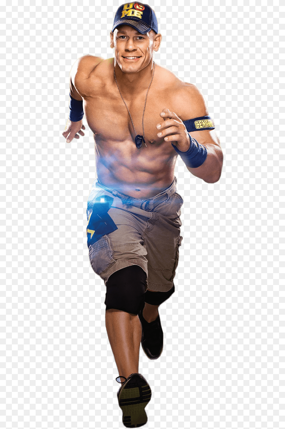John Cena Running Fast, Shorts, Person, Hat, Hand Free Transparent Png