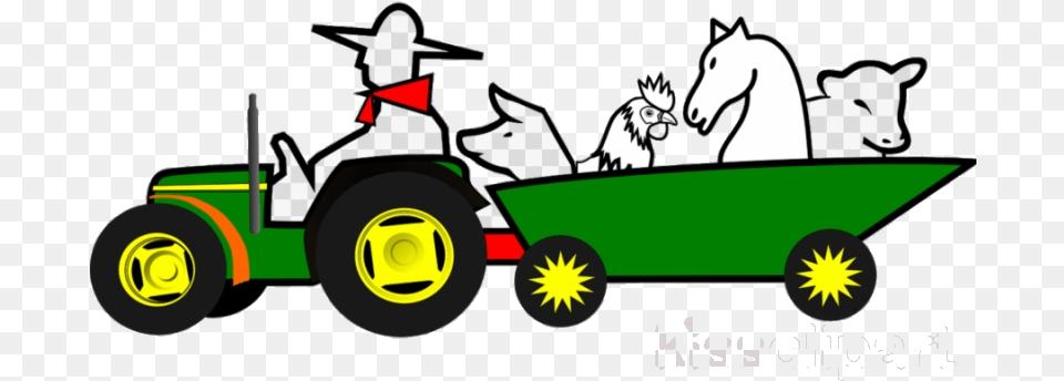 John Deere Animal Transport Cartoon Clipart Cattle Car Moving Animation, Plant, Grass, Bulldozer, Machine Png Image