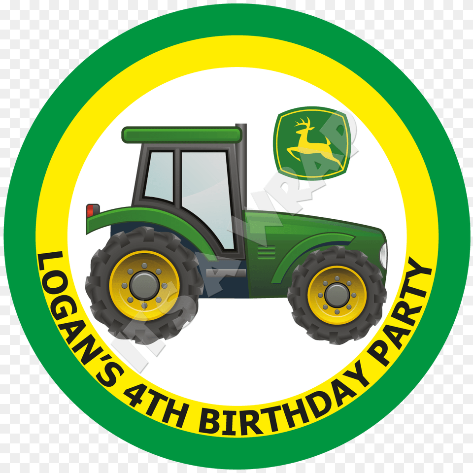 John Deere Tractor Party Box Stickers Partywraps, Transportation, Vehicle, Device, Grass Free Png