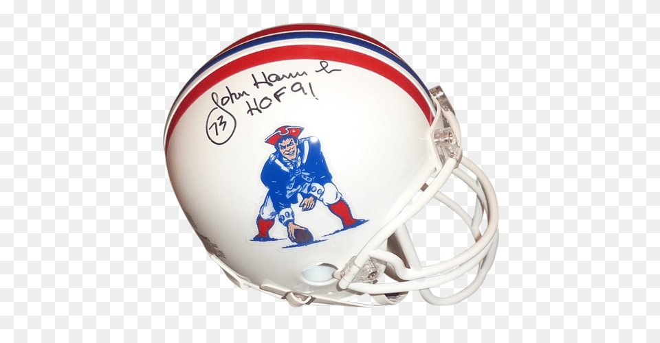 John Hannah Autographed New England Patriots, American Football, Football, Football Helmet, Helmet Free Transparent Png