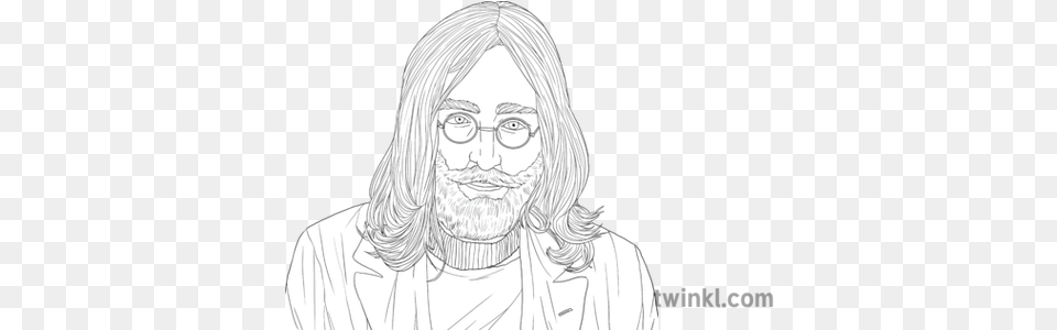 John Lennon Portrait The Beatles Rock And Roll British Music Hair Design, Person, Adult, Art, Drawing Png