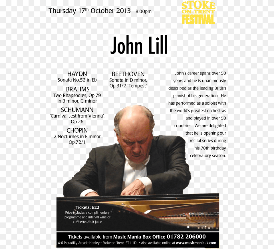 John Lill Piano Recital At Forum Theatre John Lill, Adult, Person, Man, Male Png Image