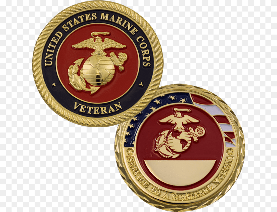 John Paul 2 Awards Marine Corps Coin, Badge, Gold, Logo, Symbol Free Transparent Png