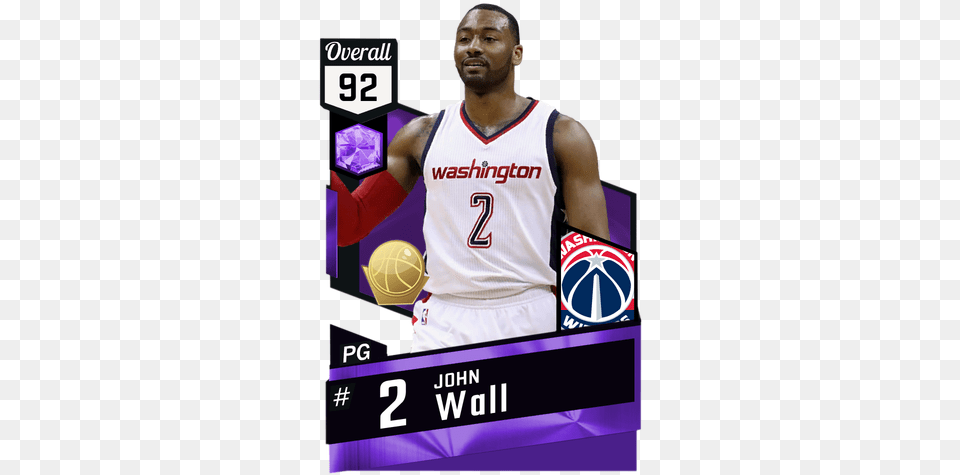 John Wall Amethyst Card Nba 2k18 Gilbert Arenas, Clothing, Shirt, People, Person Free Png Download