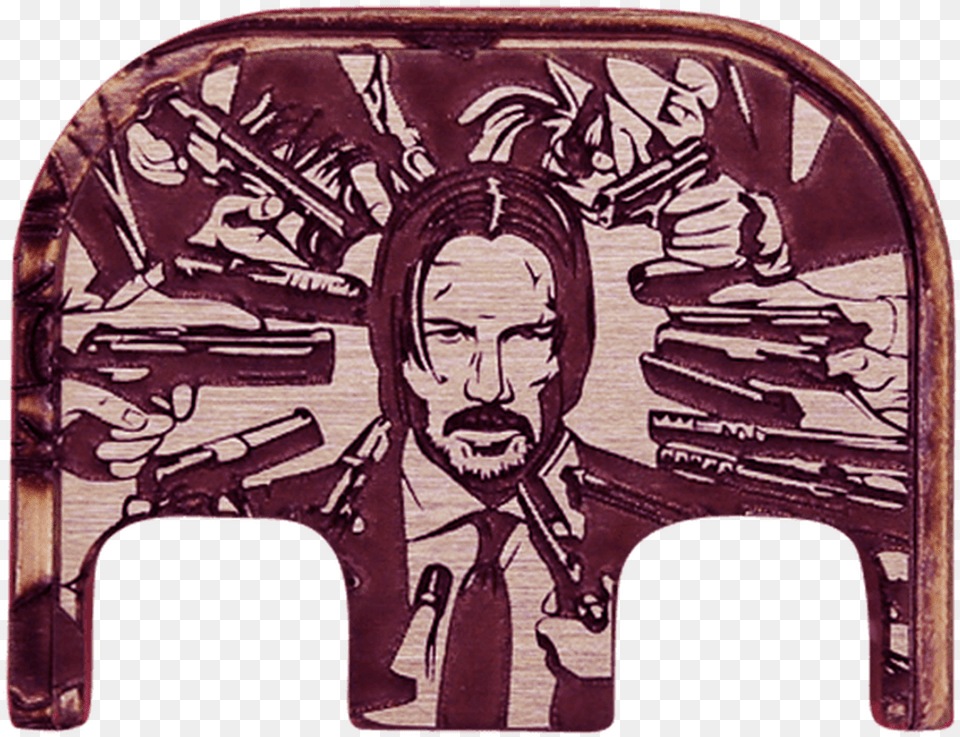 John Wick Copper Brushed Finish Back Plate John Wick Glock Back Plate, Accessories, Buckle, Head, Person Free Transparent Png