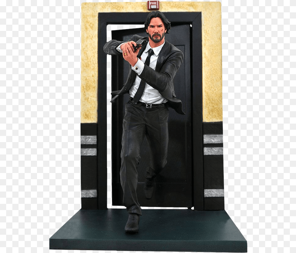 John Wick Running Gallery 9 Pvc Diorama Statue Diamond Select John Wick, Suit, Clothing, Photography, Formal Wear Free Png Download