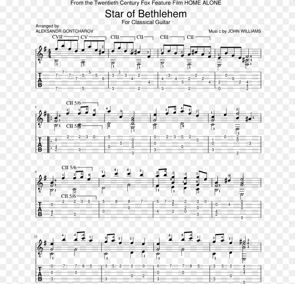 John Williams Star Of Bethlehem Tab Arr Sheet Music Free Png Download
