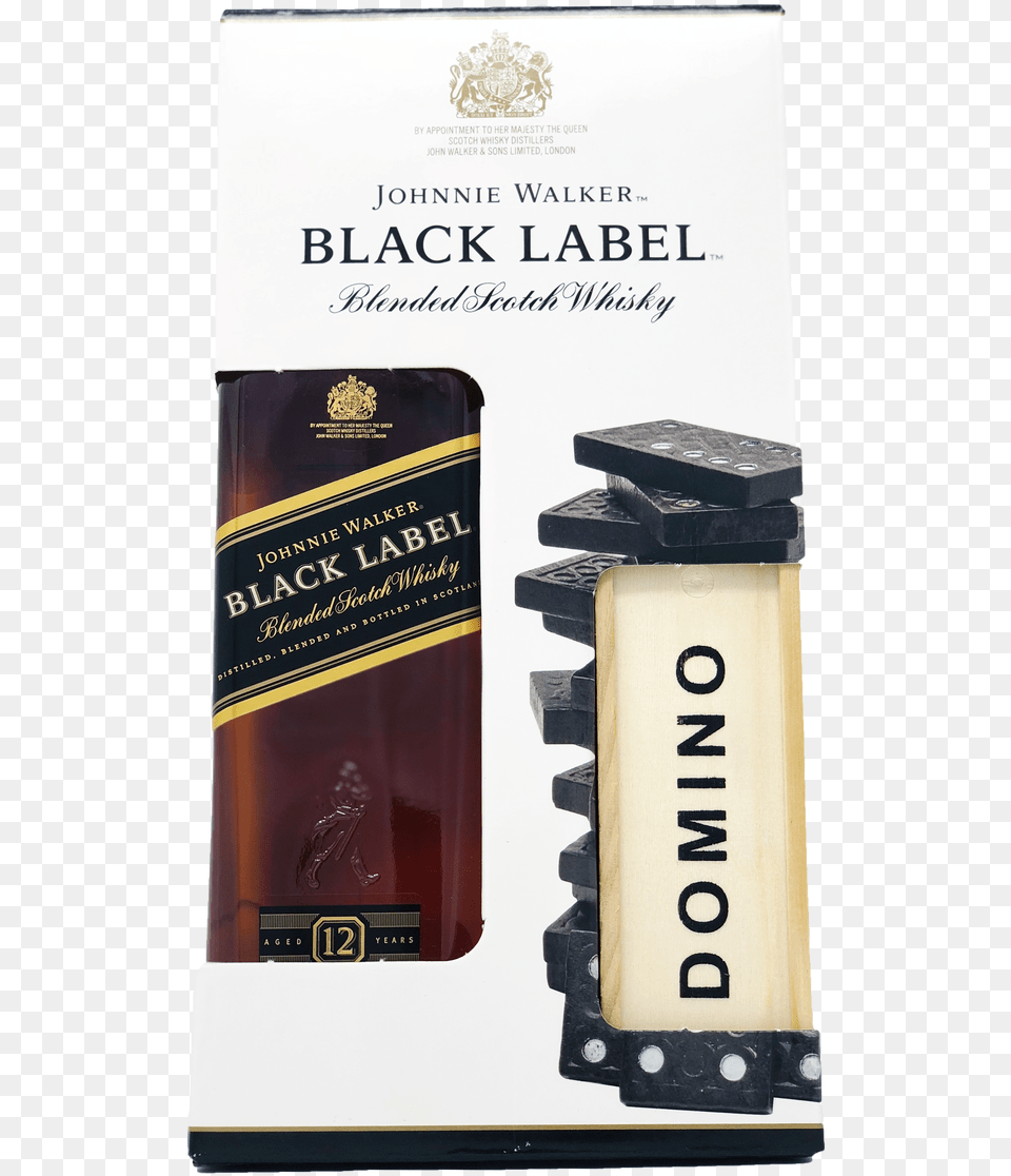 Johnnie Walker Black Label Scotch Whisky With Dominos Johnnie Walker Black Label Whisky 1 Litre, Alcohol, Beverage, Liquor Png Image