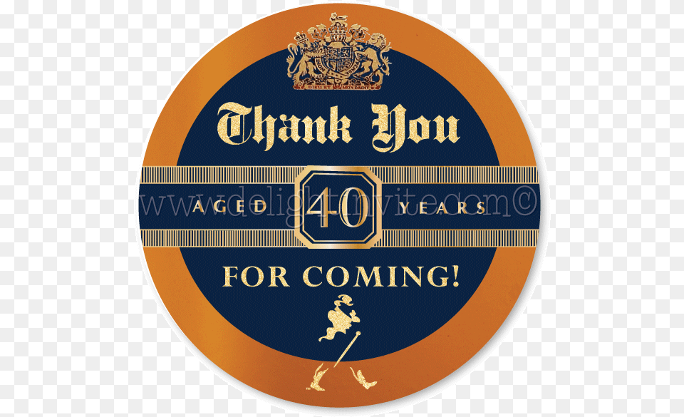 Johnnie Walker Blue Label 40th Birthday Favor Tag Invites Johnny Walker Blue Label Logo, Badge, Symbol, Gold, Disk Free Png