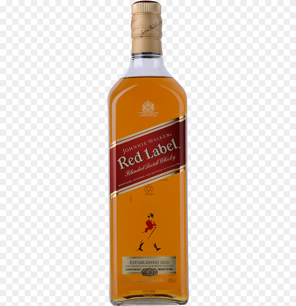 Johnnie Walker Red Label Whiskey, Alcohol, Beverage, Liquor, Whisky Png