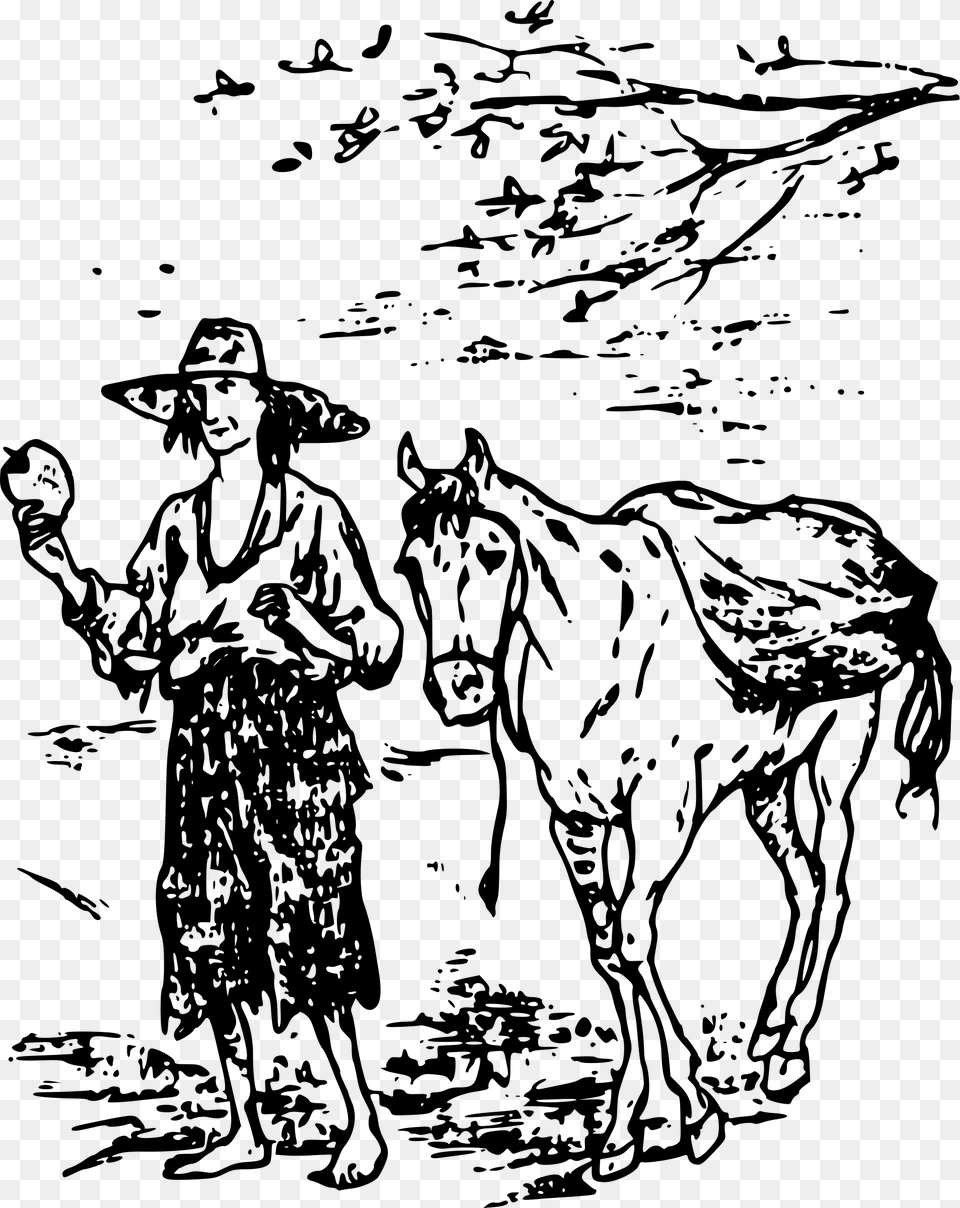 Johnny Appleseed And Horse Clip Arts Johnny Appleseed With Horses, Gray Free Png