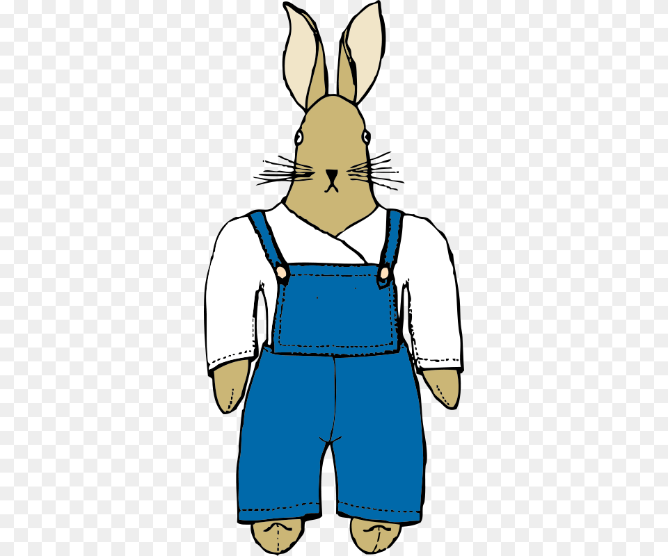 Johnny Automatic Bunny In Overalls Front View, Clothing, Pants, Person, Face Png Image