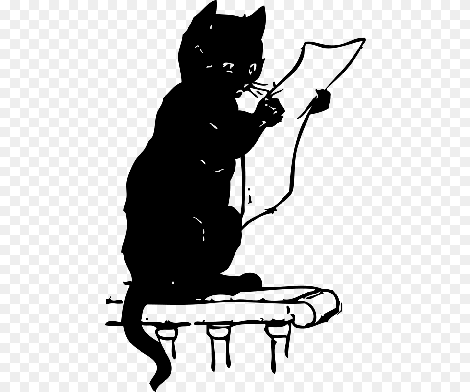 Johnny Automatic Cat Reading, Gray Png Image