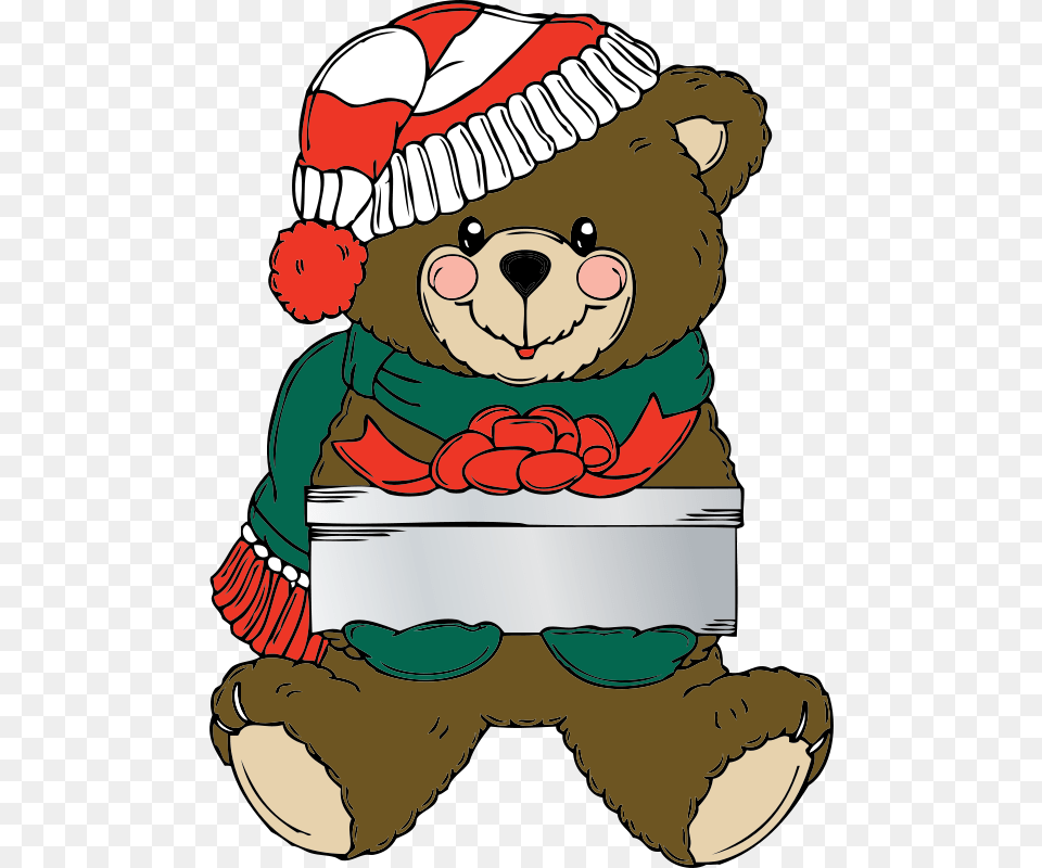Johnny Automatic Christmas Bear Wih Present, Baby, Person, Teddy Bear, Toy Free Png Download