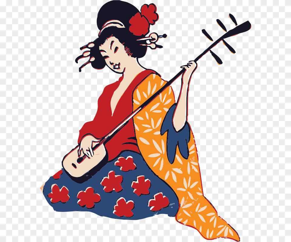Johnny Automatic Geisha Playing Shamisen, Clothing, Dress, Baby, Person Free Png
