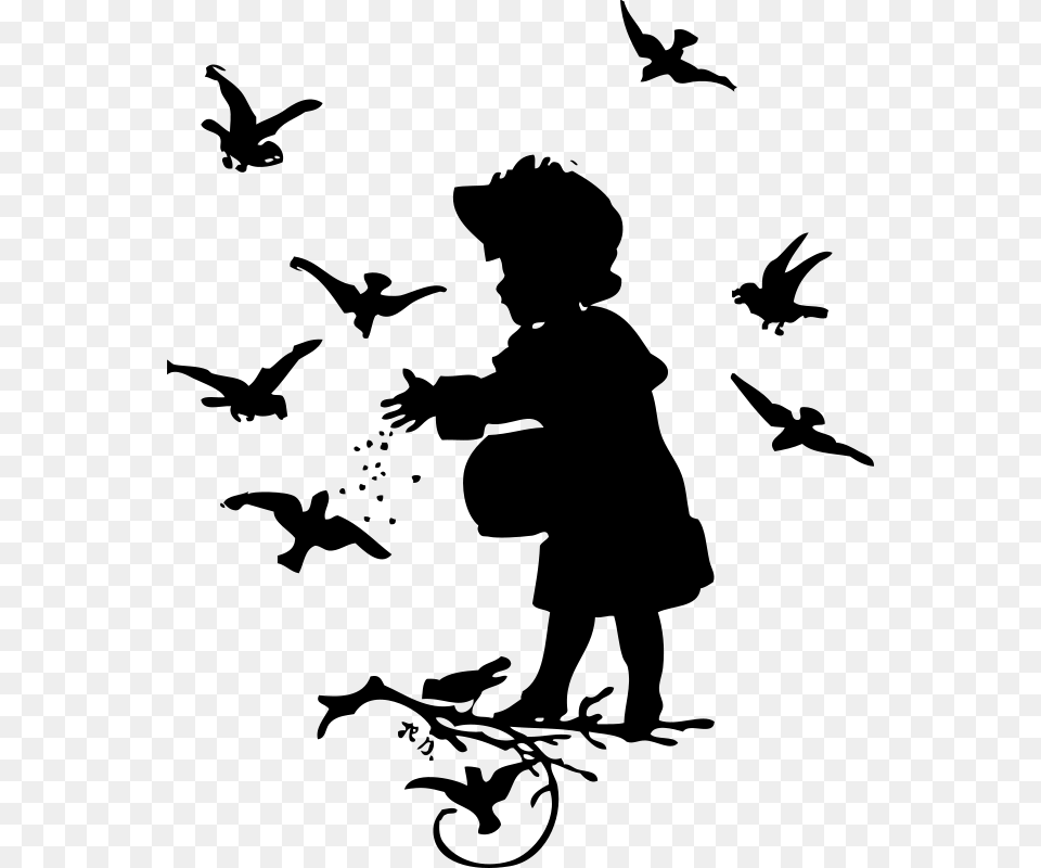 Johnny Automatic Girl Feeding Birds, Gray Free Transparent Png