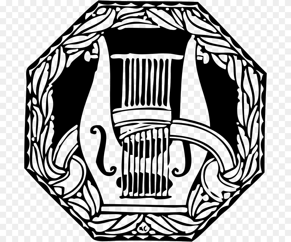 Johnny Automatic Lyre And Wreath, Gray Free Png