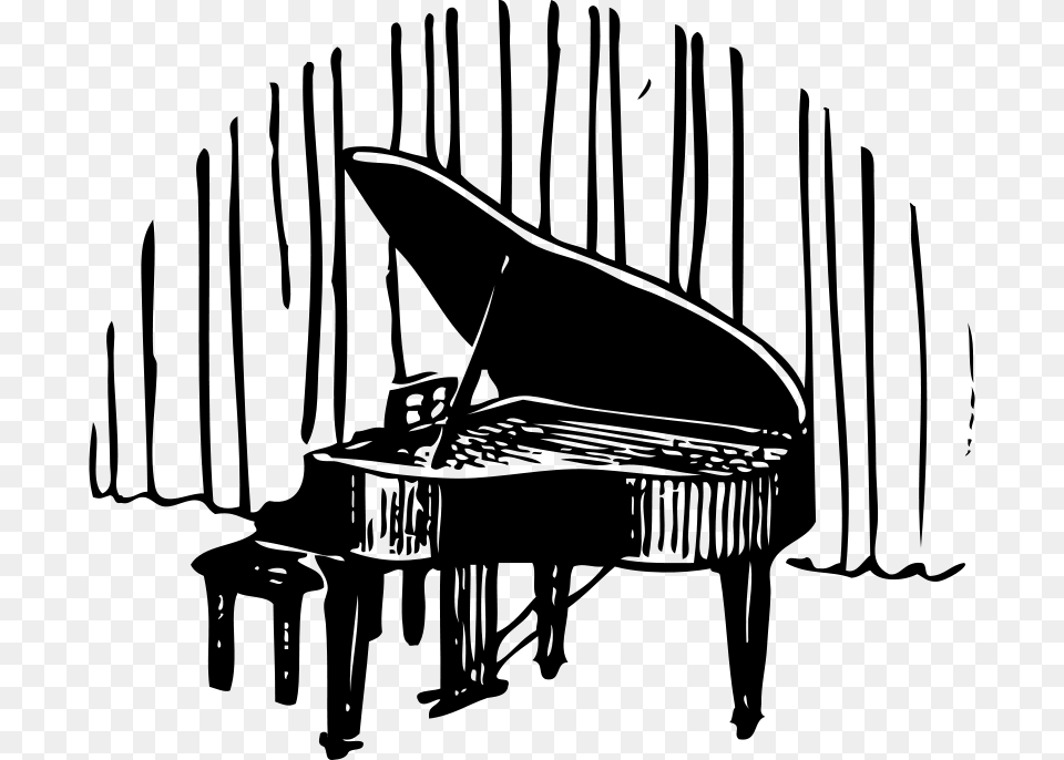 Johnny Automatic Piano In Front Of Curtain, Gray Png Image
