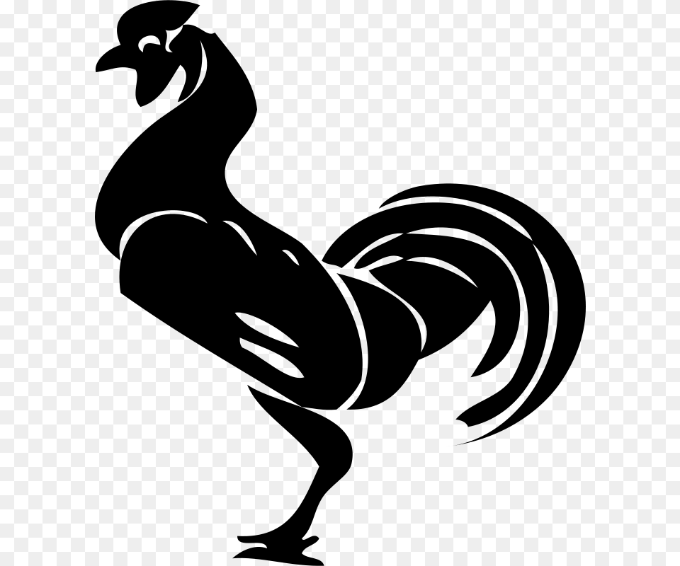 Johnny Automatic Rooster Silhouette, Gray Png Image