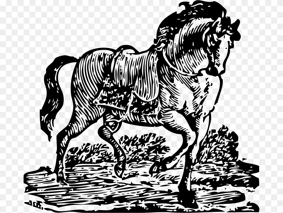 Johnny Automatic Woodcut Horse, Gray Free Png