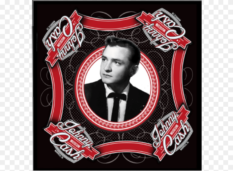 Johnny Cash Museum Black Bandana Johnny Cash Sings The Songs That Made Him Famous Vinyl, Adult, Person, Man, Male Free Png
