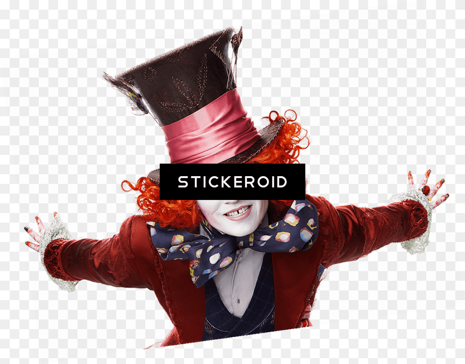 Johnny Depp Alice In Wonderland Close Up Alice Through The Looking Glass Background, Clothing, Costume, Person, Performer Free Transparent Png