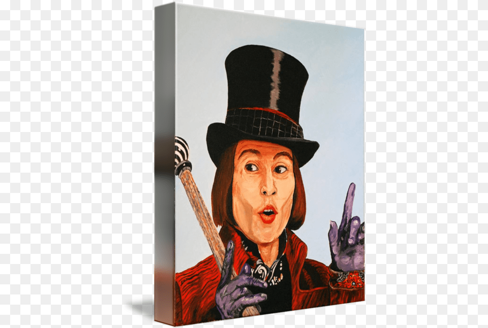 Johnny Depp As Willy Wonka By Dean Manemann Charlie And The Chocolate Factory, Adult, Person, Painting, Woman Free Png Download