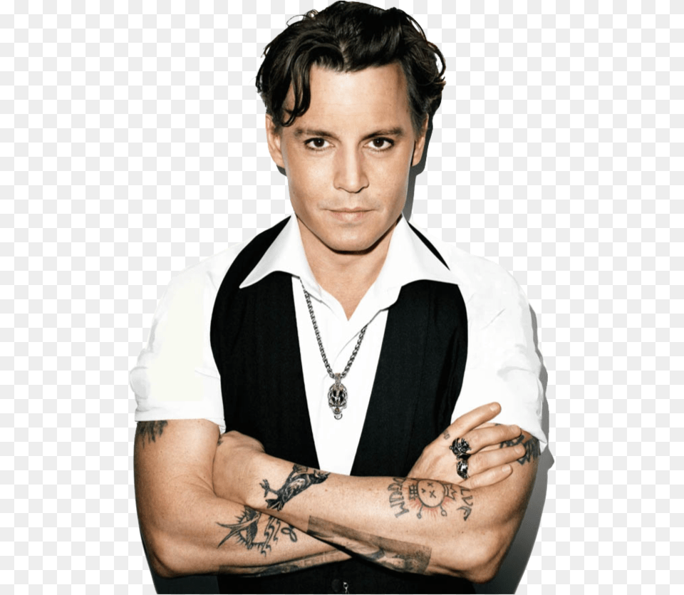 Johnny Depp Background Johnny Depp Hairstyle Medium, Tattoo, Skin, Person, Man Free Png Download