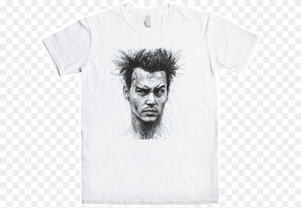 Johnny Depp Sketch T Shirt Vince Low Johnny Depp, T-shirt, Clothing, Person, Man Free Transparent Png