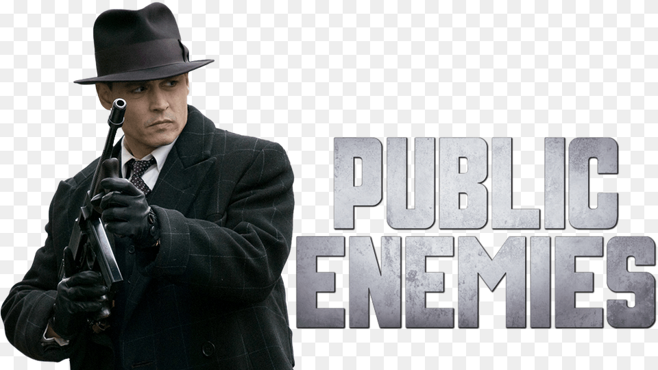 Johnny Depp Transparent Public Enemies Logo Movie, Weapon, Clothing, Coat, Firearm Free Png Download