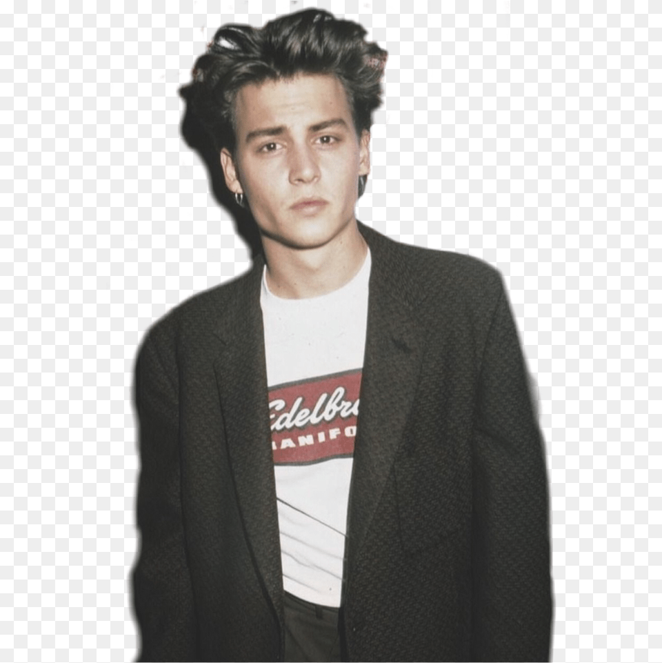 Johnnydepp Johnny Cutout Guyboy Young Youngjohnnydepp Johnny Depp Style 90s, Jacket, Photography, Person, Man Png