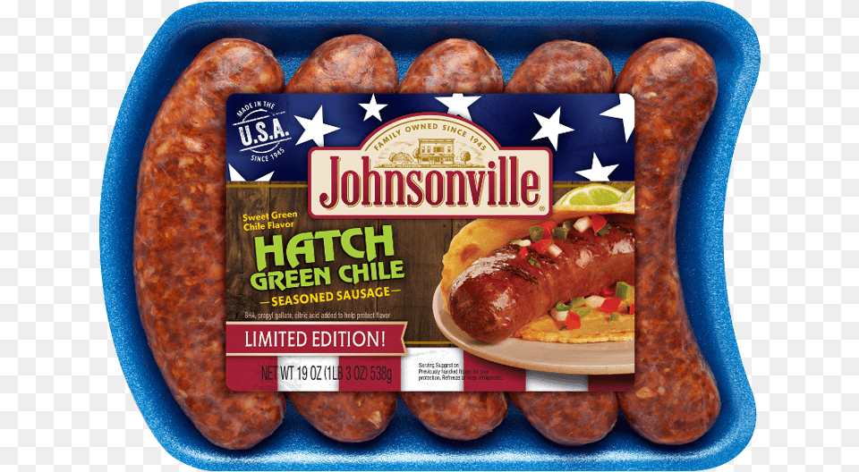 Johnsonville Sausages Hatch Green Chile, Food, Hot Dog, Bread Png