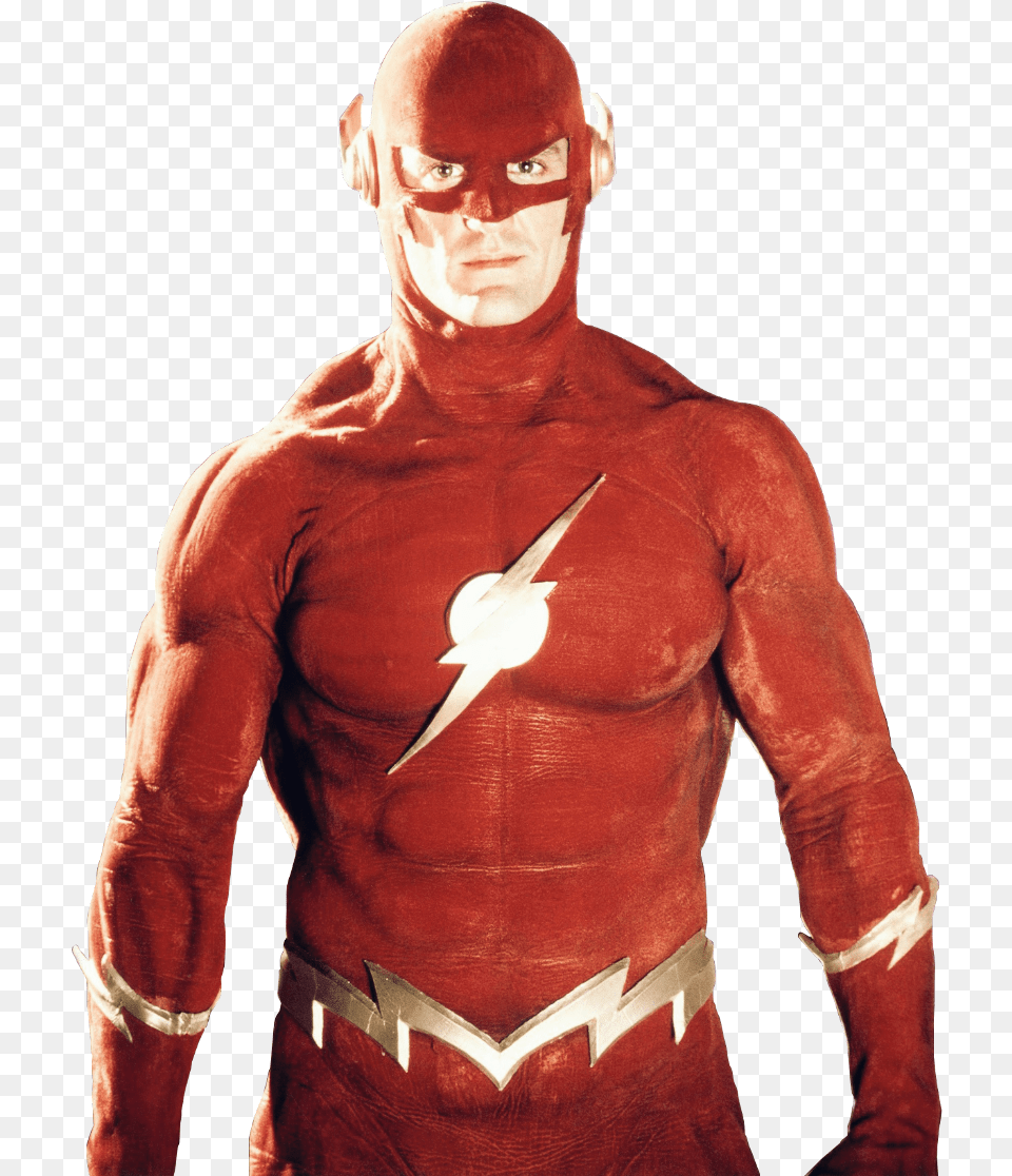 Johnwesleyshipp 90s Theflash John Wesley Shipp As Flash, Adult, Clothing, Costume, Person Free Png