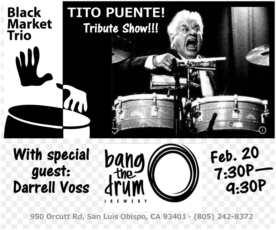 Join Black Market Trio For A Special Tribute Show To Bang The Drum Brewery, Adult, Man, Male, Person Png
