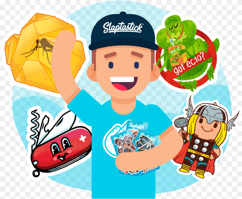 Join Slaptastick Stickers Today Cartoon, Cap, Clothing, Hat, Baseball Cap Free Transparent Png