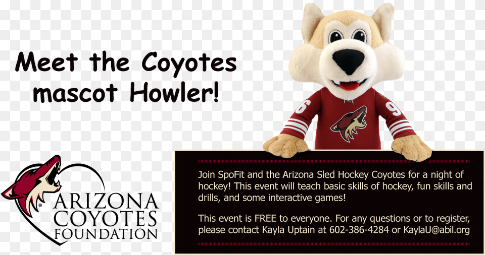 Join Spofit And The Arizona Sled Hockey Coyotes For Phoenix Coyotes, Plush, Toy, Teddy Bear Png