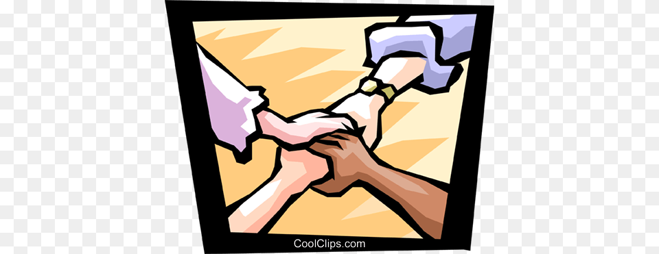 Joining Hands Royalty Vector Clip Art Illustration Working Interdependently, Body Part, Hand, Person, Massage Free Png