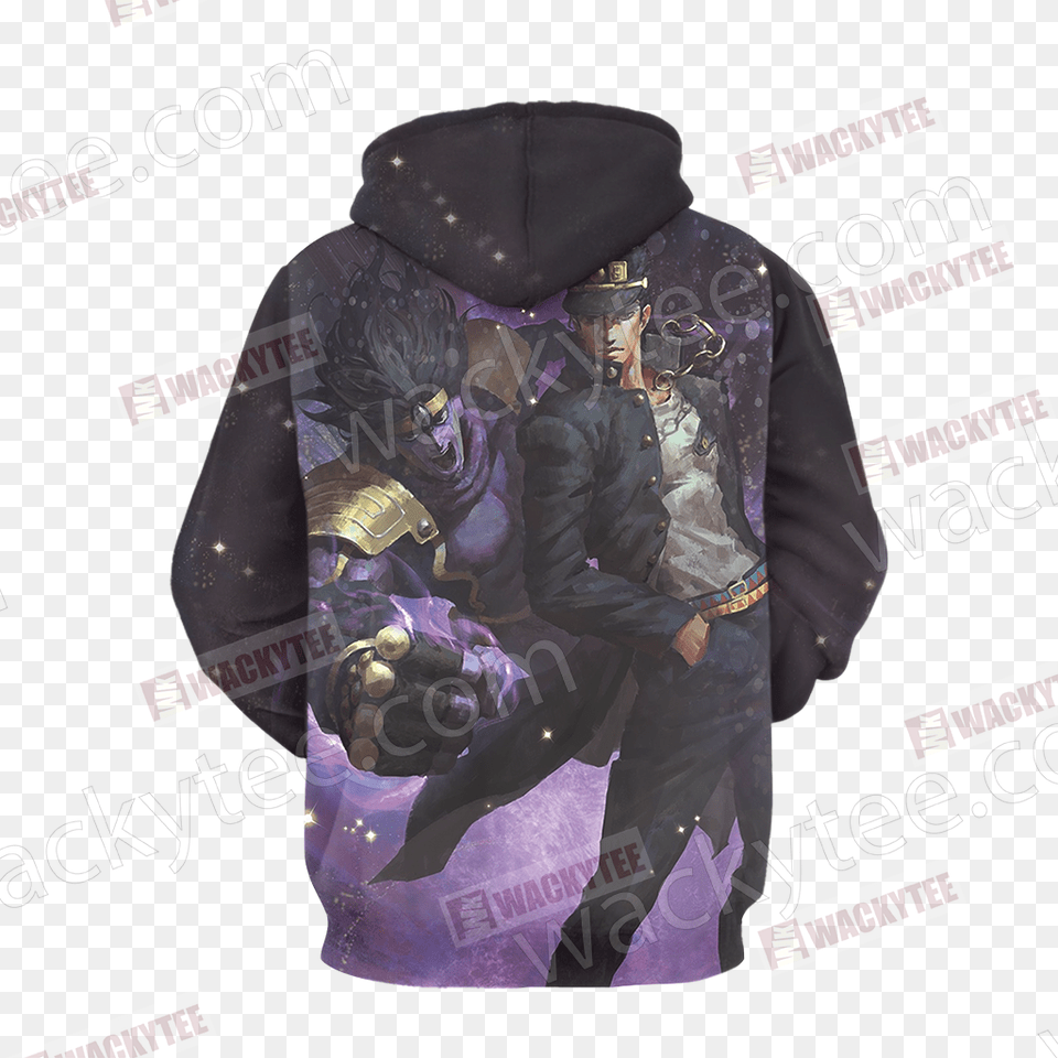 Jojoquots Bizarre Adventure Jotaro Kujo And Star Platinum Hoodie, Clothing, Coat, Adult, Sweater Png