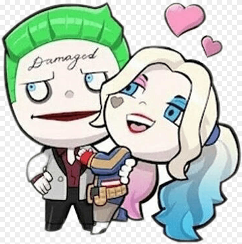 Joker And Harley Quinn Sticker Clipart Harley Quinn Y Joker Stickers, Book, Comics, Publication, Baby Free Png Download