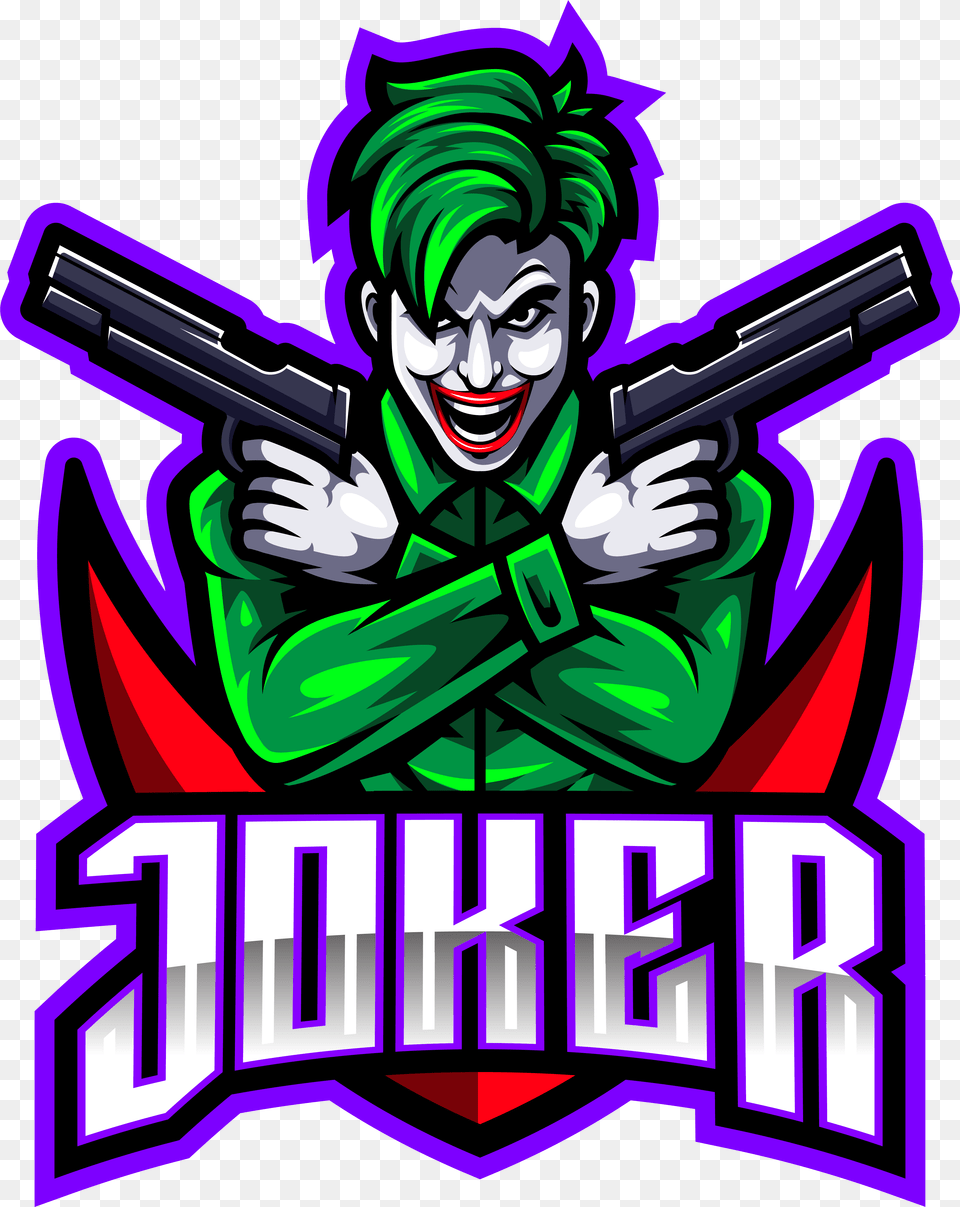 Joker Gunners Esport Mascot Logo Design Joker Gaming Logo Hd, Book, Comics, Publication, Face Png Image