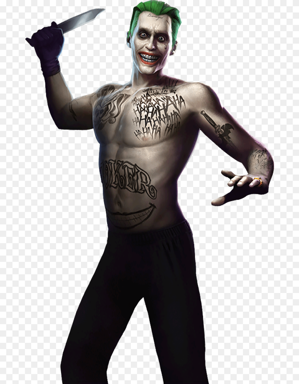 Joker Suicide Squad Joker Injustice, Tattoo, Skin, Person, Man Png Image
