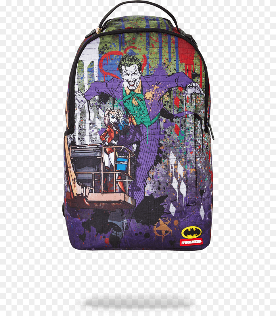 Joker Mural By Harley Quinn On Sale Harley Quinn Sprayground Backpack, Bag, Person, Accessories, Handbag Free Png