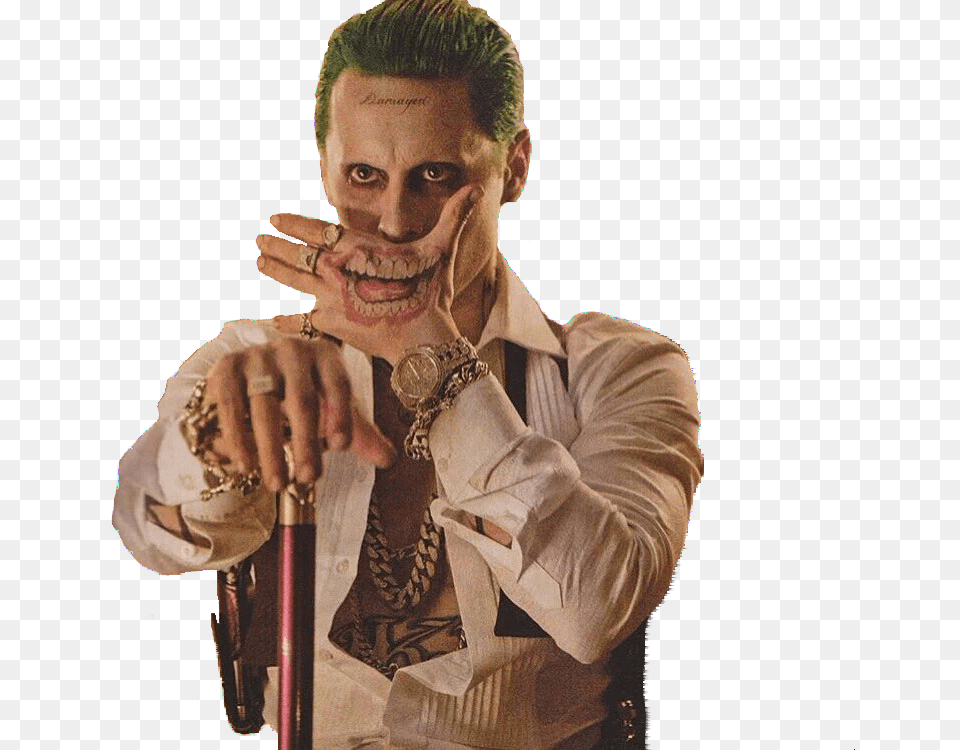 Joker Suicide Squad Joker Hand Tattoo Suicide Squad, Person, Photography, Head, Finger Free Png