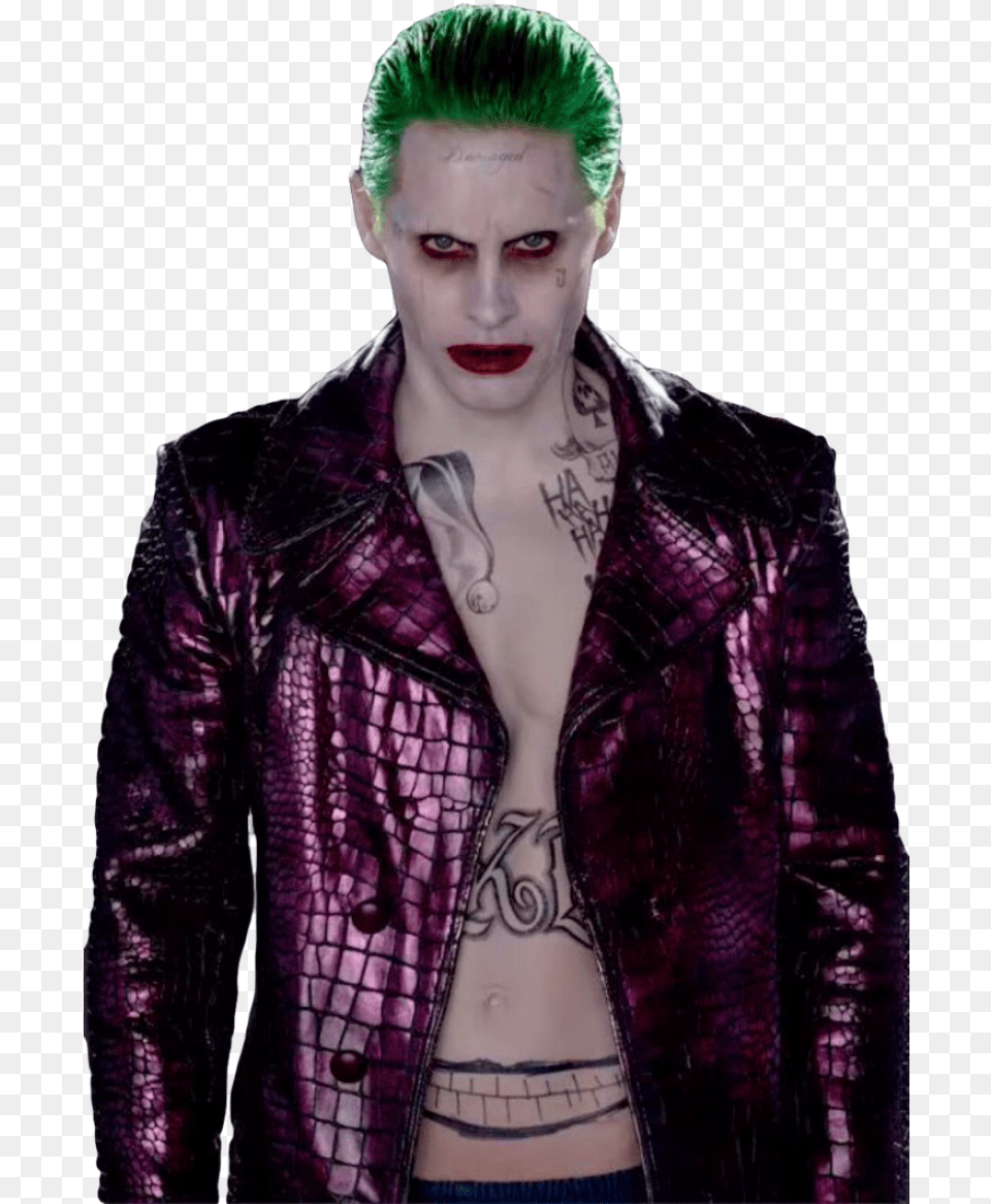 Joker Suicide Squad Joker Suicide Squad Transparent, Jacket, Clothing, Coat, Person Free Png