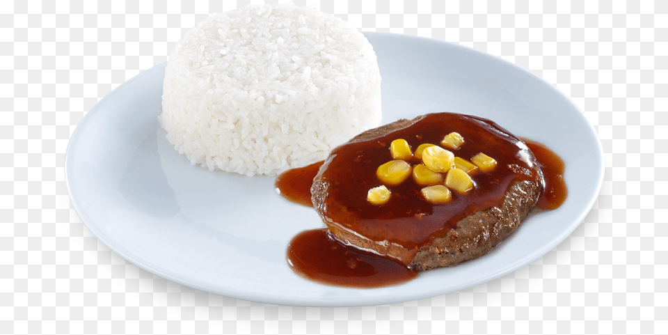Jollibee Pinoy Bbq Burger Steak, Food, Food Presentation, Ketchup, Meal Png Image