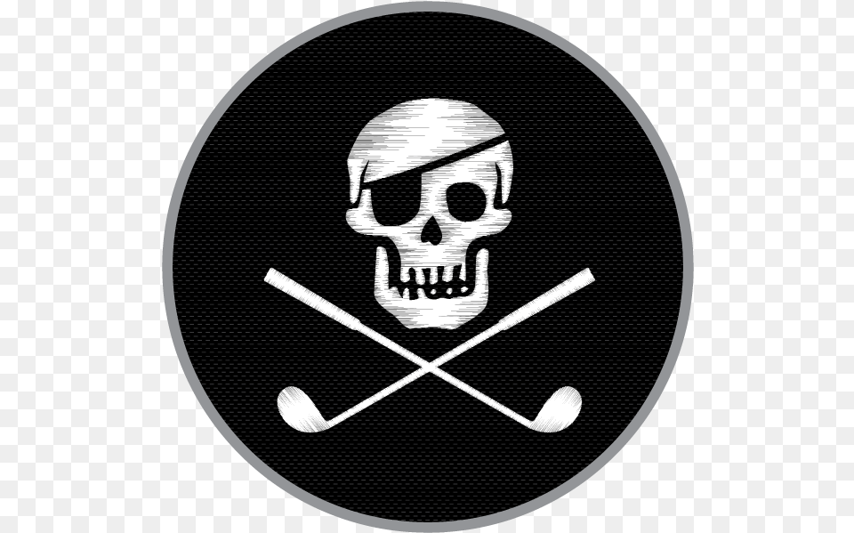 Jolly Golferrr39s Signature Piqu Knit Hemp Golf Shirt Jolly Roger With Golf Clubs, Person, Pirate, Field Hockey, Field Hockey Stick Png Image