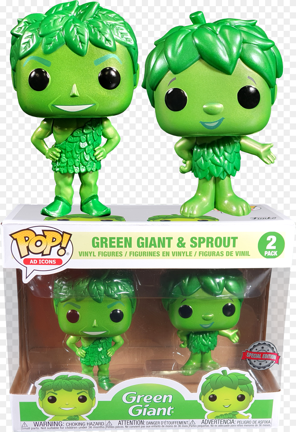 Jolly Green Giant Amp Little Green Sprout Metallic Funko Green Giant 2 Pack Funko, Toy, Face, Head, Person Png Image