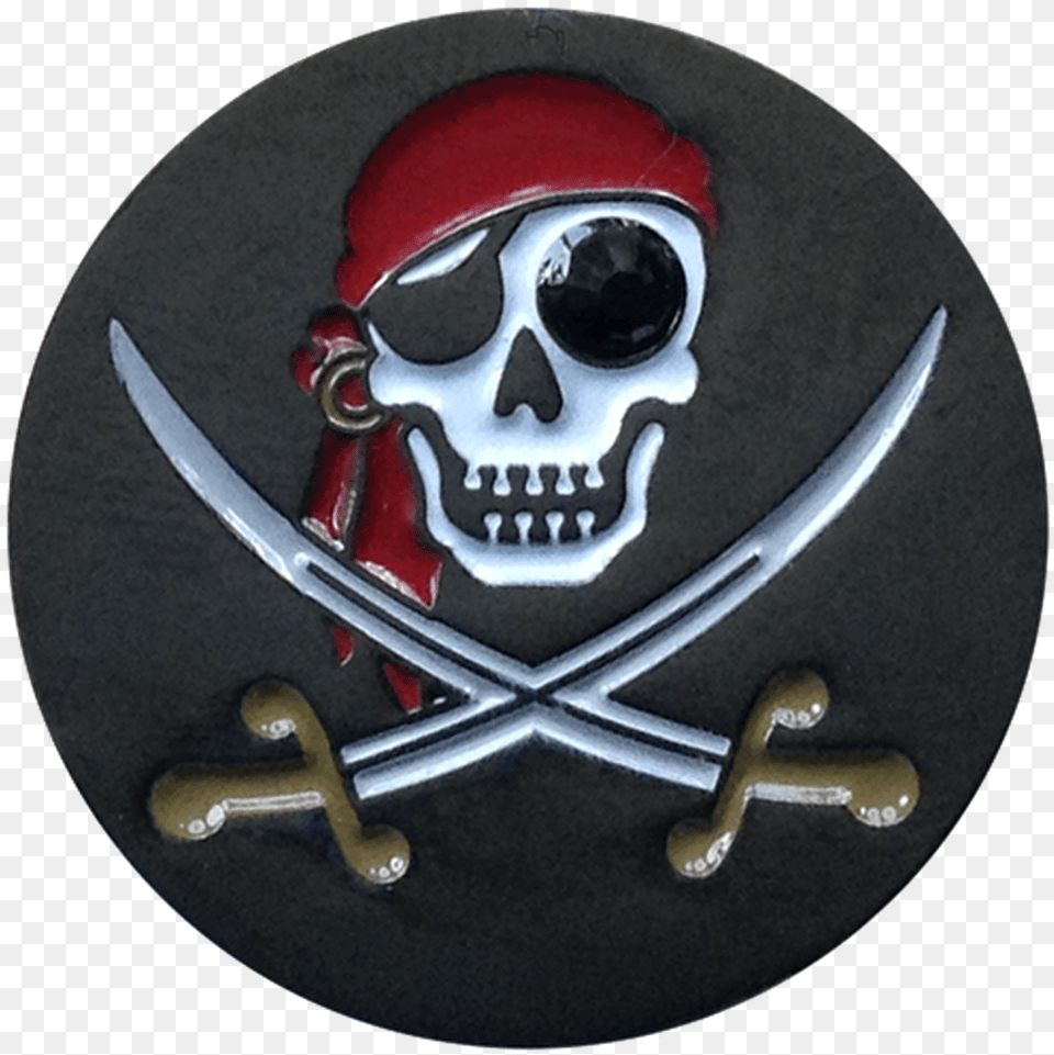 Jolly Roger Pirate Ball Marker Amp Hat Clip, Emblem, Symbol, Person, Face Free Png